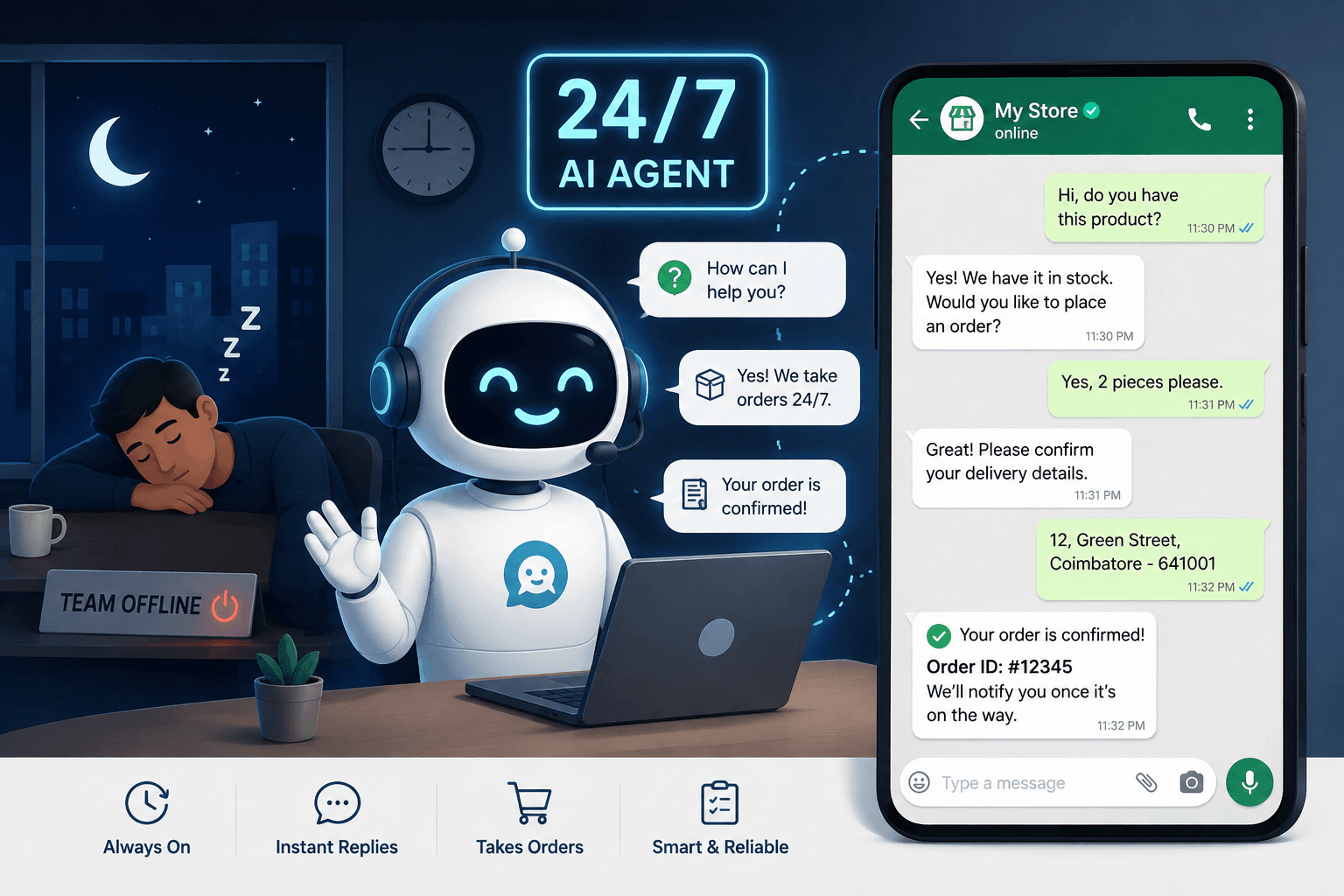 No-code AI agent flow builder screenshot
